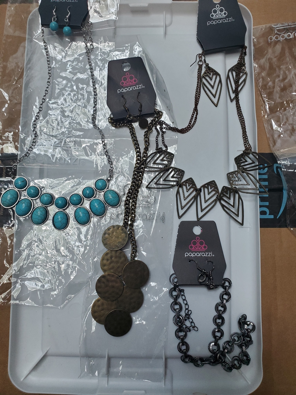 Paparazzi Turquoise & Bronze Mixed Necklace and Earring Sets - 4 Sets